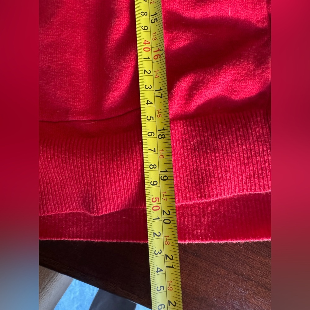 Isaac Mizrahi Live Red Button Front Cardigan L Pearl Buttons Pockets - Picture 7 of 7